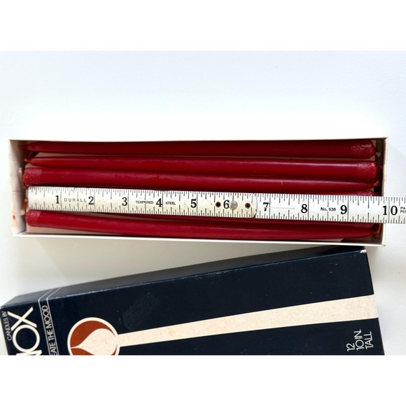 Vintage Red skinny Taper candles in box: Lenox - Picture 7 of 10
